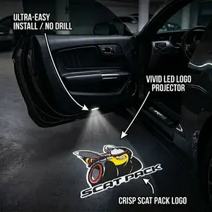 Custom LED Door Puddle Lights for Charger & Challenger – Hellcat, Scat Pack, SRT, R/T, 300 | Plug & Play (Pair or 4-Pack)LED Door Puddle Lights – SRT, Hellcat, Scat Pack, R/T Logo Projection (2 -Pack or 4-Pack)car accessories for men,car decor,car