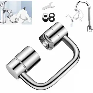 1080° Sink Faucet Aerator Extension Swivel Faucet Extender for Toddlers, Universal Sink Faucet 1080° Rotatable Aerator Extender U-Shaped for Toddlers Flexiflow 2 Modes Adjustable Bathroom Kitchens 24mm External Thread 22mm Internal Thread