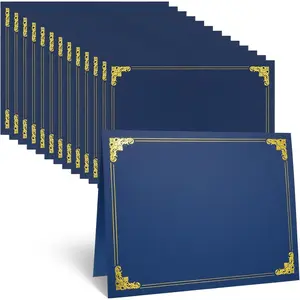 12 Pack Navy Blue Certificate Diploma Holders with Gold Foil Border, Certificate Covers Fits 8.5 x 11 Inch Certificate Paper for Graduation Award Documents