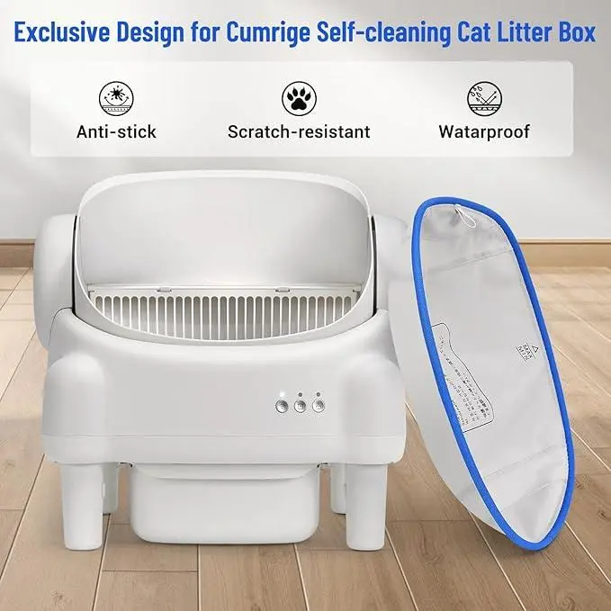Open Top Self - Cleaning Litter Box with Waterproof Pad for Easy Maintenance and Pet Convenience