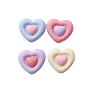 Shiny Milk Huhu Double Love Resin Patch DIY Hairpin Hair Accessories Accessories Cream Glue Mobile Phone Case Material Handmade DIY Jewelry Resin Patch Cream Wind Love Is Not A Refrigerator Sticker