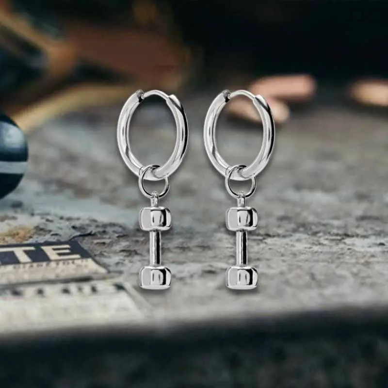 GTHIC Simple Dumbbell Stainless Steel Drop Earrings for Men and Women Fashion Accessories Daily Wear Birthday Gifts