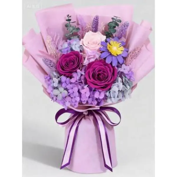 Eternal Purple Preserved Natural Roses Bouquet with Gift Box, 3 Years Long-Lasting Decorative Flowers, Women's Gifting for Mother's Day, Reusable Home Decor