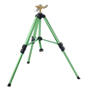 VEVOR Impact Sprinkler on Tripod Base, Heavy Duty Tripod Sprinklers with Brass Head 3/4 Connector, 360 Degree Large Area Coverage Irrigation Sprinkler, Adjustable Heights Sprinkler for Yard Green