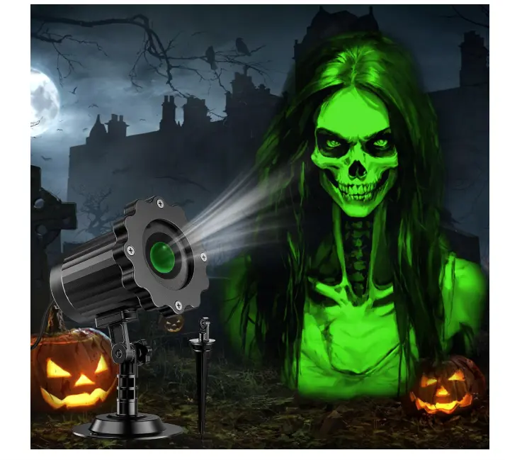 Halloween Projector Outdoor – 2026 New Upgraded 3D Dynamic Skull HD Light, Ultra-Bright Holiday Projector for Window, Wall & Garage Door Halloween Decor