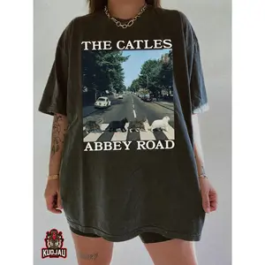 The Catles Abbey Road Comfort Colors Shirt, Funny Cat Beatles Parody Tee, Vintage Music Band Cat Shirt, Gift for Music Lovers & Cat Fans