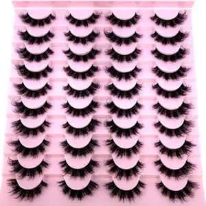 New 20 pairs 3D Mink Lashes Cat Eyelashes Fluffy Wispy Volume Lashes Natural Feathery Effect Lightweight Flexible Band Fake Lashes