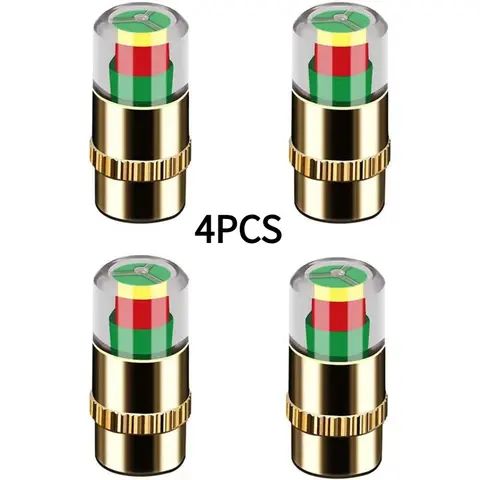 BMTWE 4 PCS Mechanics' Pressure Monitor Valve Stem Caps - 3-Color Indicators, Easy to Install, Prevents Tire Blowouts, Extends Tire Life, Improves Driving Safety, Car & Home Supplies Miscellaneous Accessories