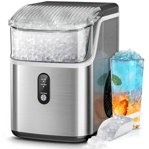 Kismile Nugget Ice Makers Countertop,Portable Ice Machine with Crushed Ice, 35lbs/Day,Self-Cleaning,One-Click Operation for Home Use