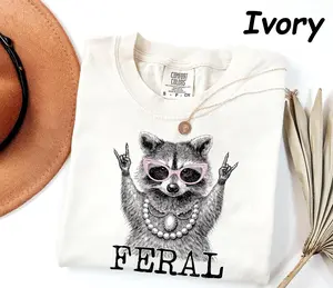 Comfort Colors Feral Raccoon Shirt, In My Feral Era T-Shirt, Funny Trash Panda Shirt, Chaos Mom Tee, Viral Meme Gift For Her - The William
