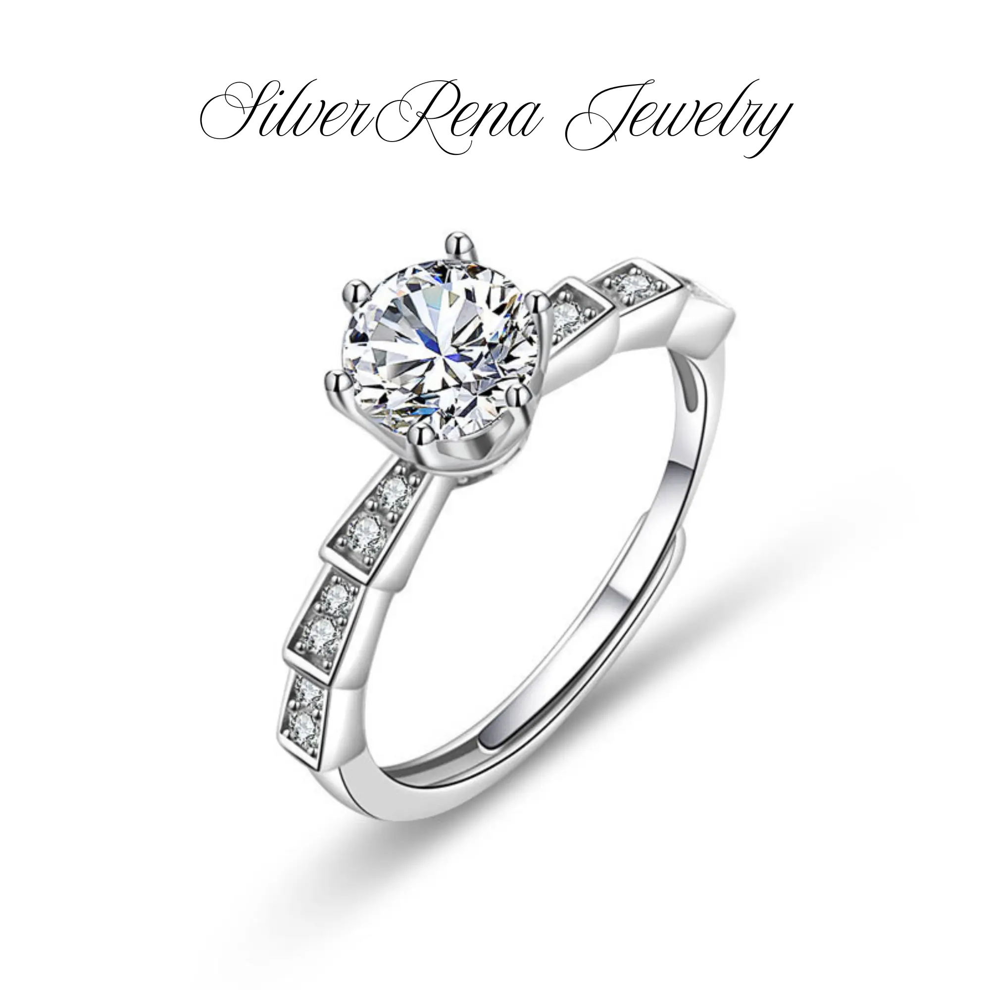 S925 Sterling Silver Sparkling Elegant Ring with Adjustable Design, Lab Grown Diamond Ring, Stylish and Luxurious Ring Jewelry for Women, Wedding Engagement Ring, Birthday Valentine's Day Gift for Her, Party Ring Perfect for Dailly Wear