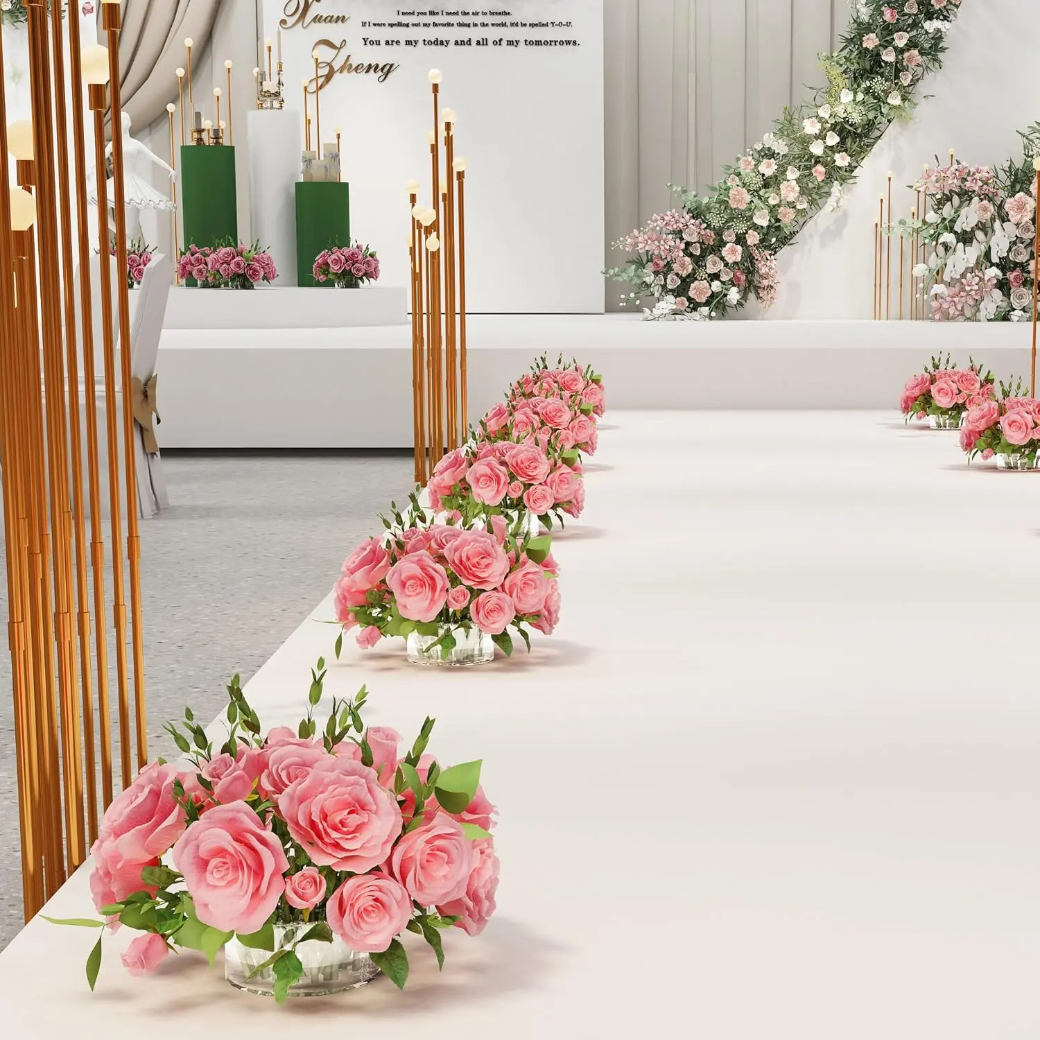 Acrylic Artificial Flower Vase Set, Tabletop Centerpiece, Table Decor, Decor for Weddings, Wedding Centerpiece, Low Profile Hole Design, Perfect for Home Birthday Parties, Wedding Table Centerpieces