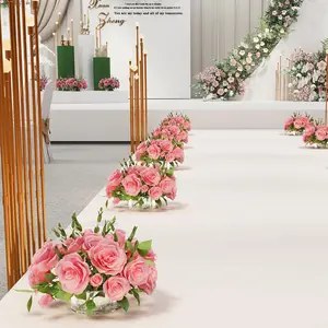 Acrylic Artificial Flower Vase Set, Table Decor, Wedding Centerpiece, Low Profile Hole Design, Perfect for Home Birthday Parties, Wedding Table Centerpieces