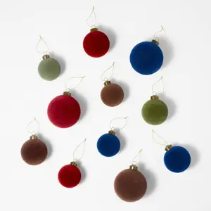 Set of 11 Velvet Christmas Ornaments Red/Green/Brown/Blue - Threshold designed with Studio McGee