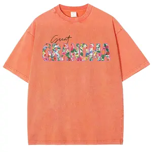 Great-Grandma's Garment-Washed T-Shirt — Floral-Patterned Top for Great-Grandma — A Mother's Day Gift for Great-Grandma