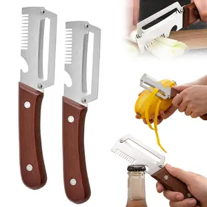 2PCS Multifunctional Vegetable Peeler, 2026 New 3 in 1 Stainless Steel Blade Peeler for Kitchen with Wooden Handle and Bottle Opener, Ultra-Sharp Peelers Kitchen Tool for Fruits and Vegetables