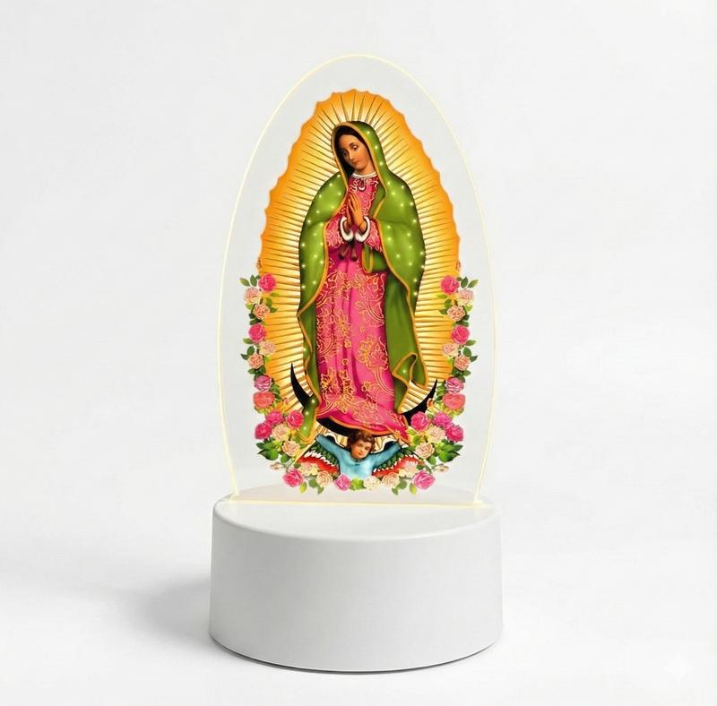 Our Lady of Guadalupe 3D Night Light, Virgin Mary LED Lamp for Home Altar & Prayer Room, Catholic Religious Decor, Spiritual Blessing Gift for Mom