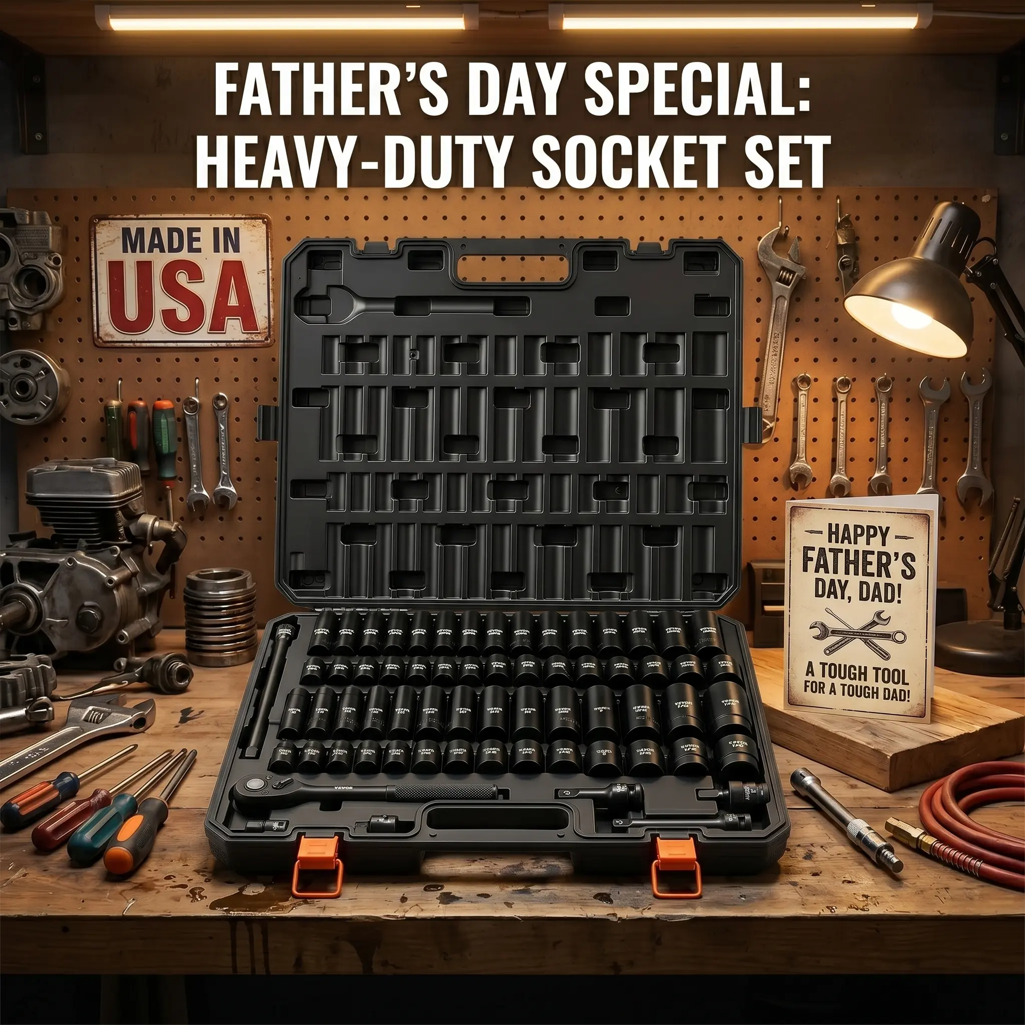 【DealsForYouDays】VEVOR 1/2 Inch Drive Impact Socket Set 65-Piece. Complete SAE (3/8"-1-1/4") & Metric (10-24mm) Cr-V Steel Kit. Professional Auto Mechanic Tools & Equipment for Car Repair Garage Work Must Haves.