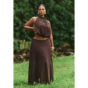 ELOQUII Women's Plus Size Semi-Sheer Chiffon Circle Skirt