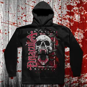 Vampire / Dracula Red Chapter Ambigram Clothing Hooded Pullover Black Sweatshirt Graphic V9DTYW