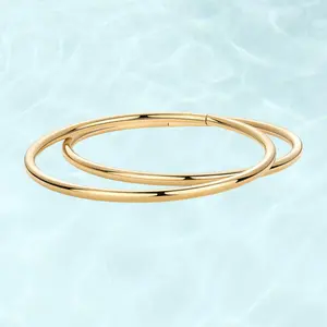 Waterproof Bangle Bracelet for Women  Plated Classic Lightweight Stacking Stainless Steel Bracelet - 1-Piece & 2-Piece Bangles