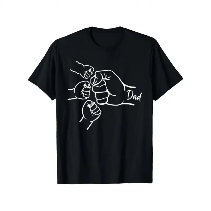 Dad of Three Fist Bump Tee – Black Short Sleeve, Ideal for Father's Day Golf Gift T-Shirt For Men and Women