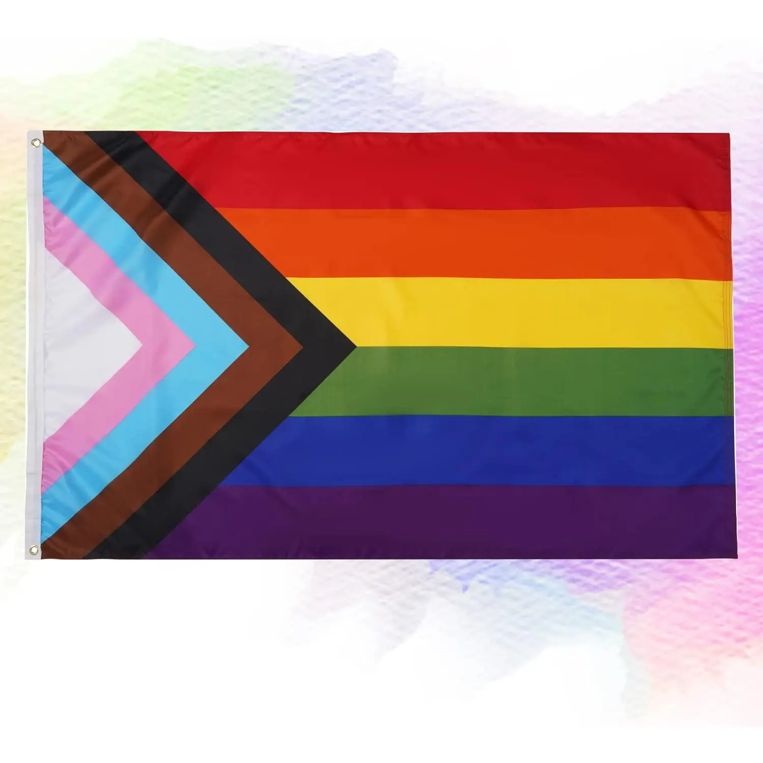 Progress Pride Flag 5X8 feet  Vivid Color Rainbow Large for LGTBQ Community Support Gay LesbianTransgender Bisexual Flags Indoor Outdoor
