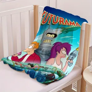 FUTURAMA Printed Flannel Blanket - Lightweight flannel blanket for sofa beds travel camping living rooms office sofas chairs and bedsmt1002-31