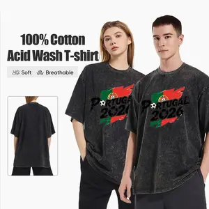 Soccer Cup Acid Wash Cotton Unisex short-sleeved crewneck T-Shirt-x12