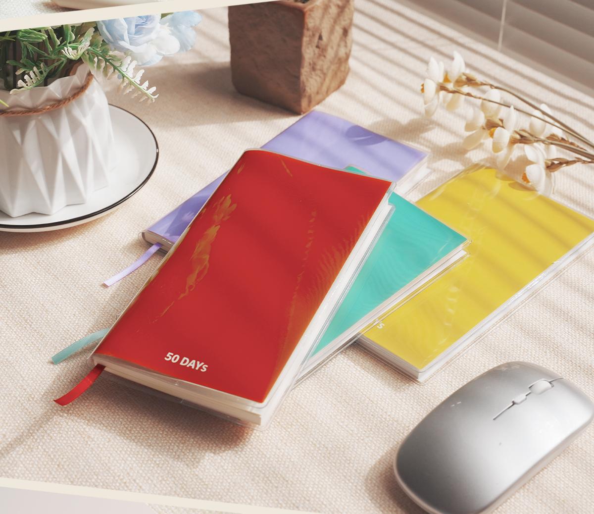 50-Day Diary Habit Tracker Goal Planner Daily Journal Self Improvement Notebook Productivity Journal Wellness Planner Mindset Journal Portable A6 Memo Book 50 Days Challenge Journal with Daily Plan Pages Ribbon Bookmark and 720 Stickers Gift Set