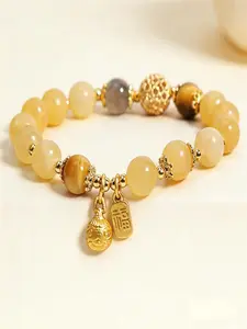 Yellow Jade Wealth Good Luck Beaded Exquisite Bracelet Women