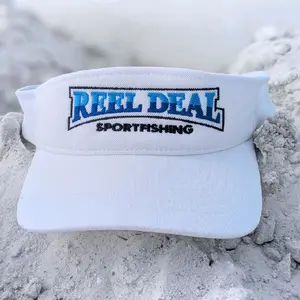 Reel Deal White Embroidered Visor - Unisex Sun Visor Tints Hats with Adjustable Velcro Back for Stylish Sun Protection