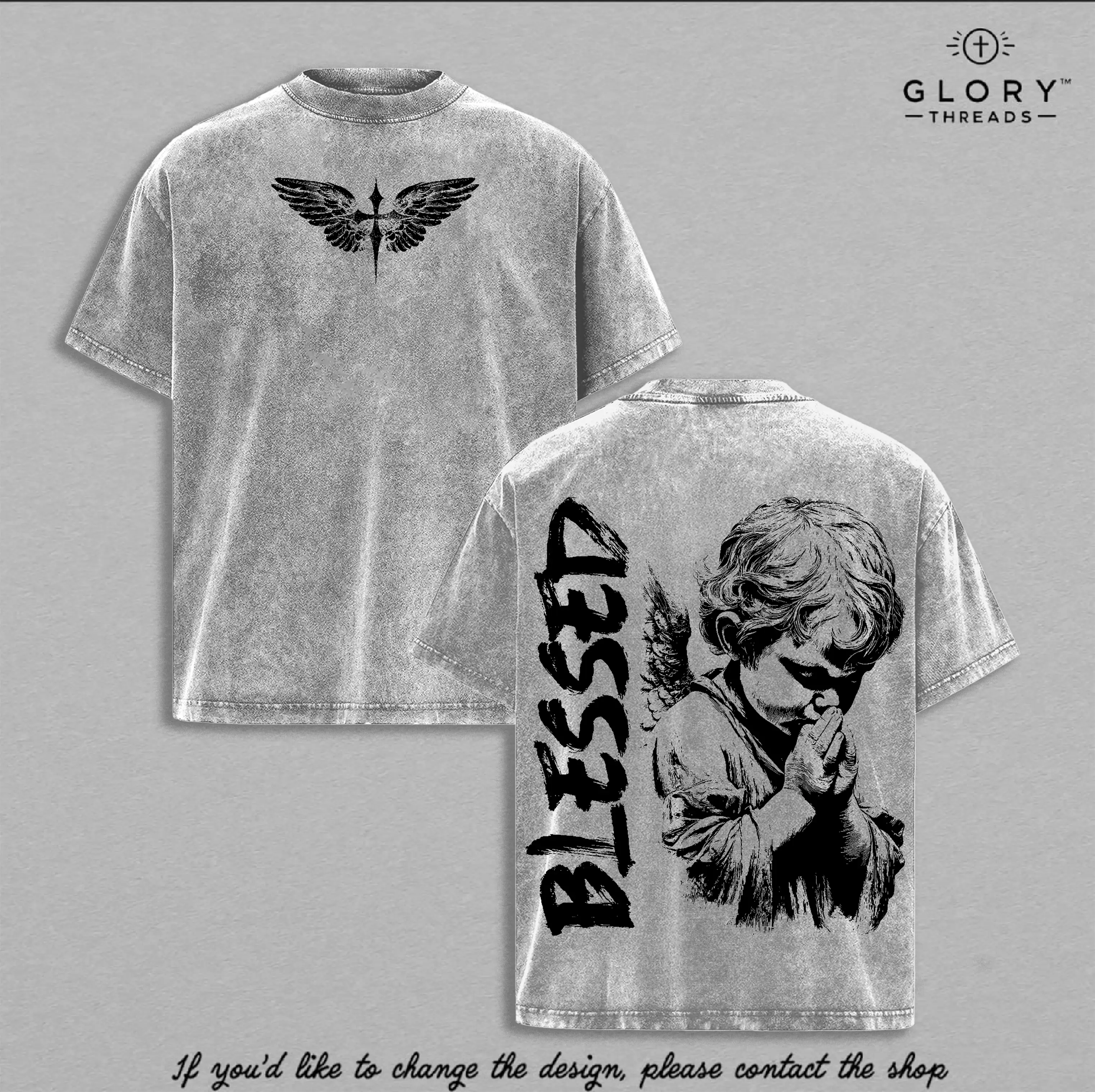 Blessed Christian Vintage Washed T-Shirt, Praying Child Faith Graphic Tee, Oversized Heavyweight Cotton Religious Streetwear Unisex