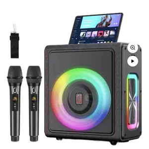 MS75 Portable Karaoke Machine with 2 Microphones and RGB Lighting for Enhanced Entertainment Portable Karaoke Machine