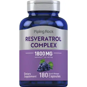 Piping Rock Resveratrol Complex 1800 mg | 180 Capsules | Grape Seed Extract | Non-GMO, Gluten Free Supplement