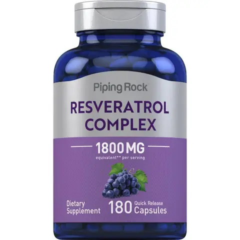 Piping Rock Resveratrol Complex 1800 mg | 180 Capsules | Grape Seed Extract | Non-GMO, Gluten Free Supplement