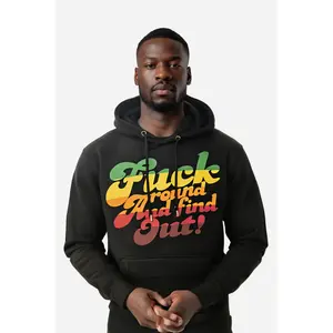 Rasta Retro Graphic Hoodie | Vibe Check "F*ck Around" Black Sweatshirt