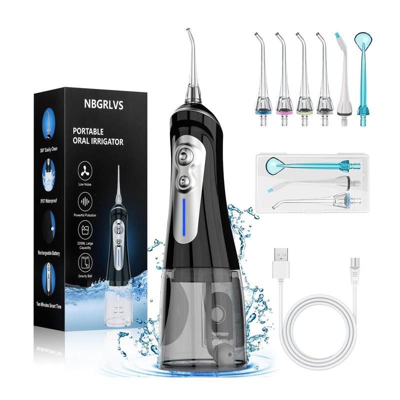 NBGRLVS Water Dental Flosser - 6 Modes, 320ML Portable & Rechargeable, IPX7 Waterproof - Home and Travel Oral Care