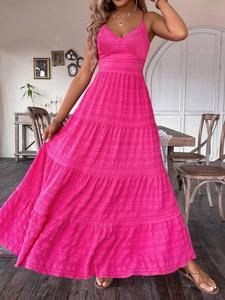 women's plain tie backless boho dress, casual sleeveless spaghetti strap long dress for beach holiday vacation, ladies summer clothes, womenswear