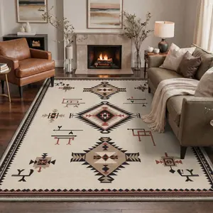 【Deals For You Days】BEIMO Rug – Pet Friendly, Non-Slip, Soft, Machine Washable Floor Carpet, Area Rug Perfect for Living Room, Bedroom, Kitchen, Hallway, Stylish Home Interior ,ARP3191-OCHRE ARROW