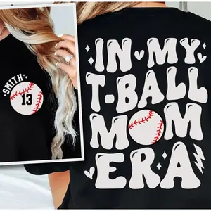 Custom T - Ball Mom Shirt, In My T-Ball Mom Era Sweatshirt, Personalized Game Day Sweater, Sport Mom Shirt, Little League Mom Crewneck, Tee Tshirt Menswear
