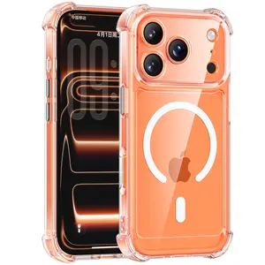 Transparent Phone Case for iPhone 17/16/15/14/13, Shockproof Air Pad, Magnetic and Clear Options, Supports Magsafe Wireless Charging