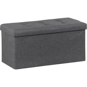 ZenStyle 30Inches Storage Ottoman Bench, Folding Footrest Padded Seat, Storage Chest Long Shoes Bench with Divider, Holds up to 660 lbs, for Living Room, Entryway, Bedroom, Dark Gray