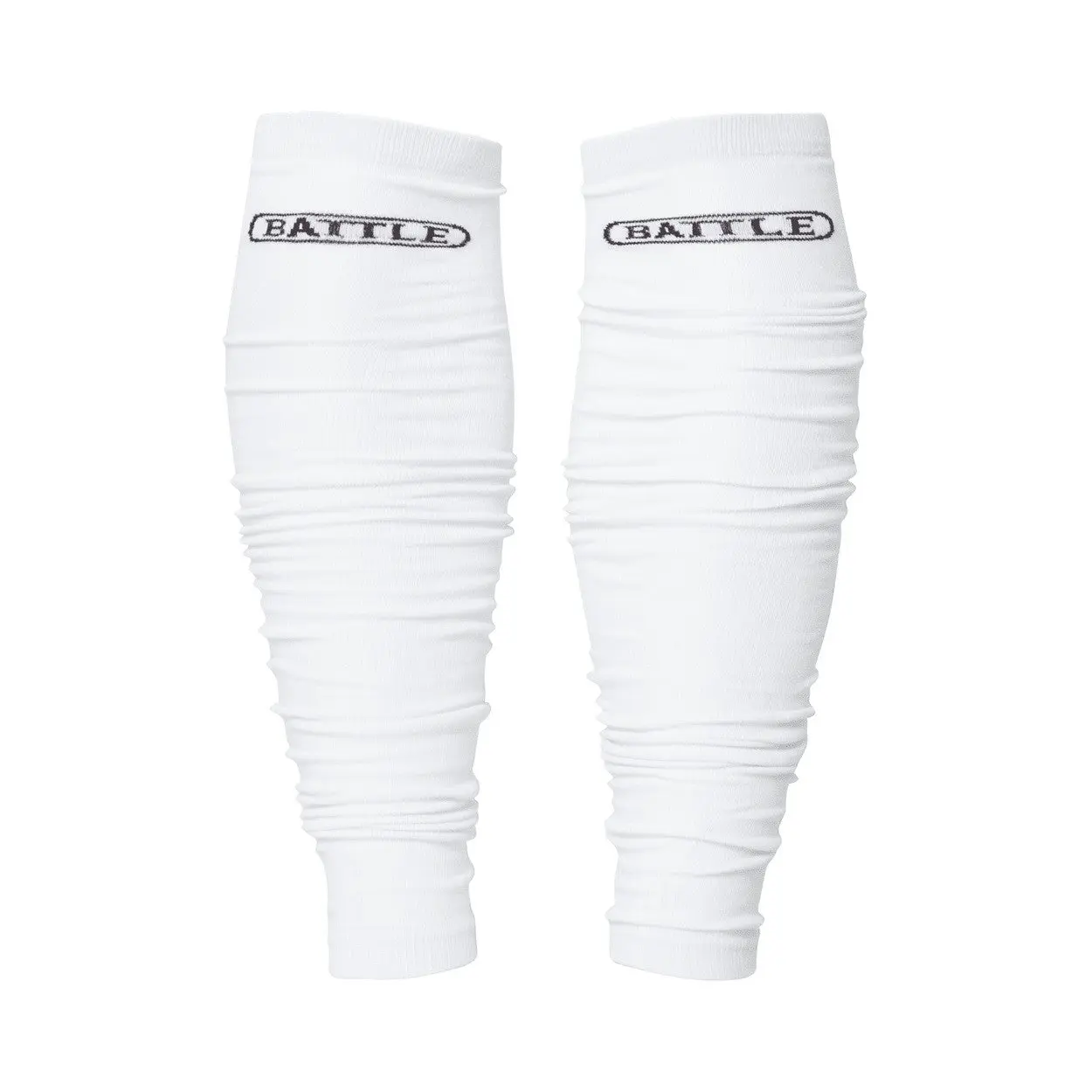 Battle Football Leg Sleeves Pair Pack - White Scrunchie Look, 4-Way Stretch Spandex, Washable Sports Support Sleeves, Leg Compression Sports Sleeves & Support