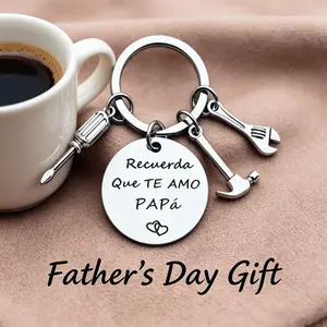 "Recuerda Que Te Amo Papa" Stainless Steel Tool Keychain Best Father's Day Gift 2026 Durable Hammer, Wrench & Screwdriver Design