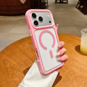 Magnetic Shockproof Clear Phone Case with Built-in Cushion Bumper Anti-Drop Protection Transparent Design