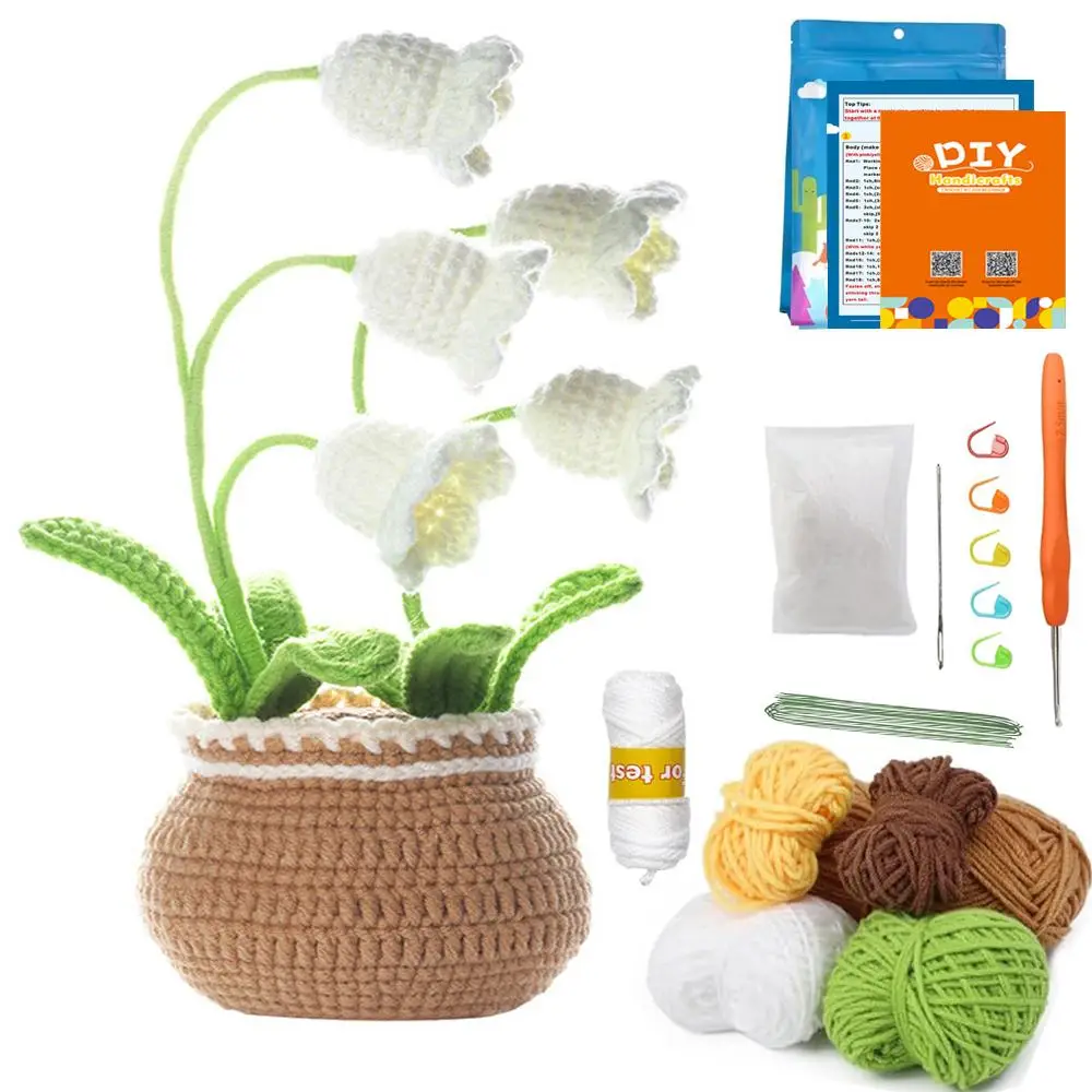 【Clearance】 DIY Handmade Crochet Flower Pot, 1 Set DIY Knitting Plant, DIY Home Living Bedroom Desktop Decoration