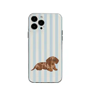 Cute Dachshund Dog Phone Case INS Style Aesthetic Lovely Fun AntiFall Matte Back Durable Protective Cover Shockproof For iPhone17Air 16e 15 14 13mini 12mini 11 Pro Max X XR XSMAX 8 7 6SPlus For Students Trendy People Gift For Friends Lovers