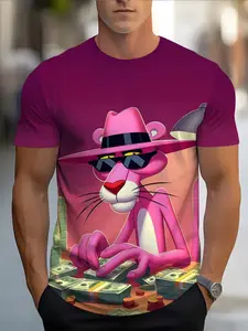 Leopard Print Trendy Men's T-Shirt, Fashionable Unique Design, Comfortable Versatile, Show off Your Unique Style, Casual Short Sleeve Tee