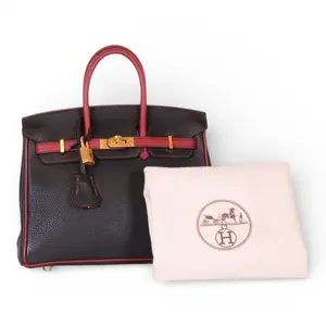 Pre-owned HERMÈS Leather Shoulder Bags Hermes Special Order Birkin 30 handbag in Black and Rouge Casaque & Gold Hardware